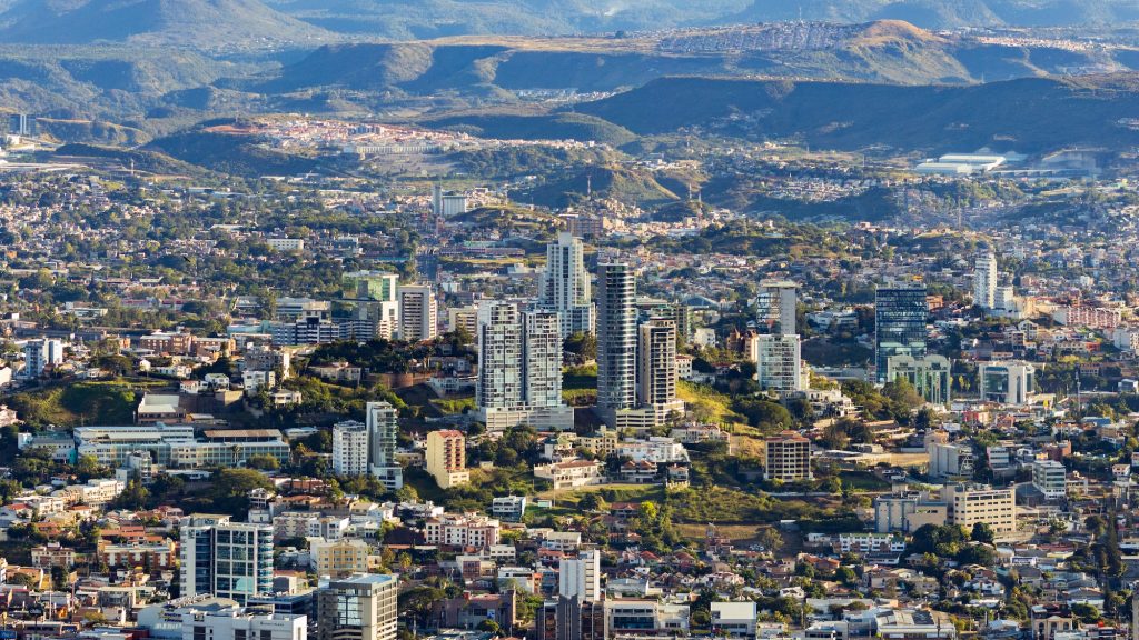 Aerial shot of the buildings in Tegucigalpa, Honduras