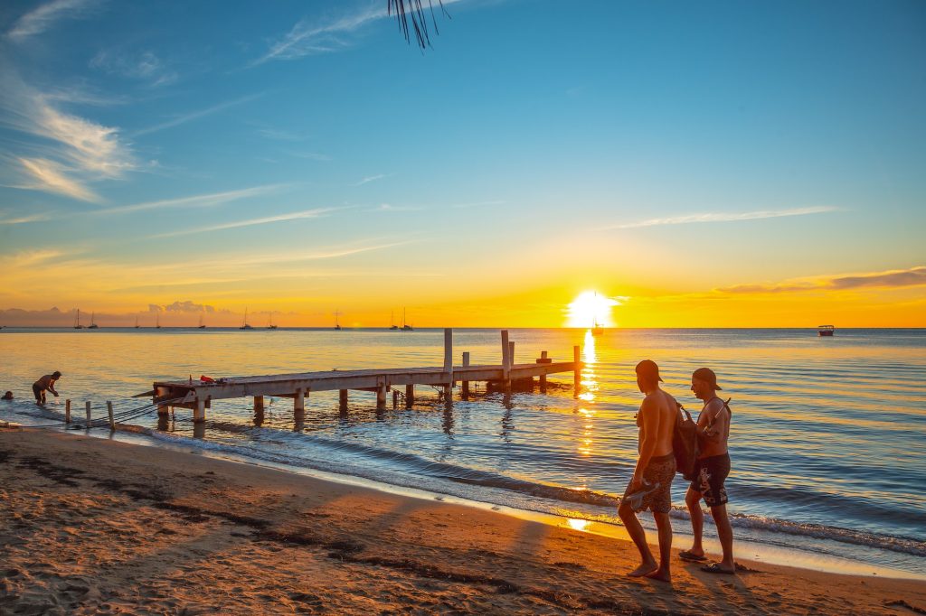 Sunset of West End beach on Roatan Island. Honduras